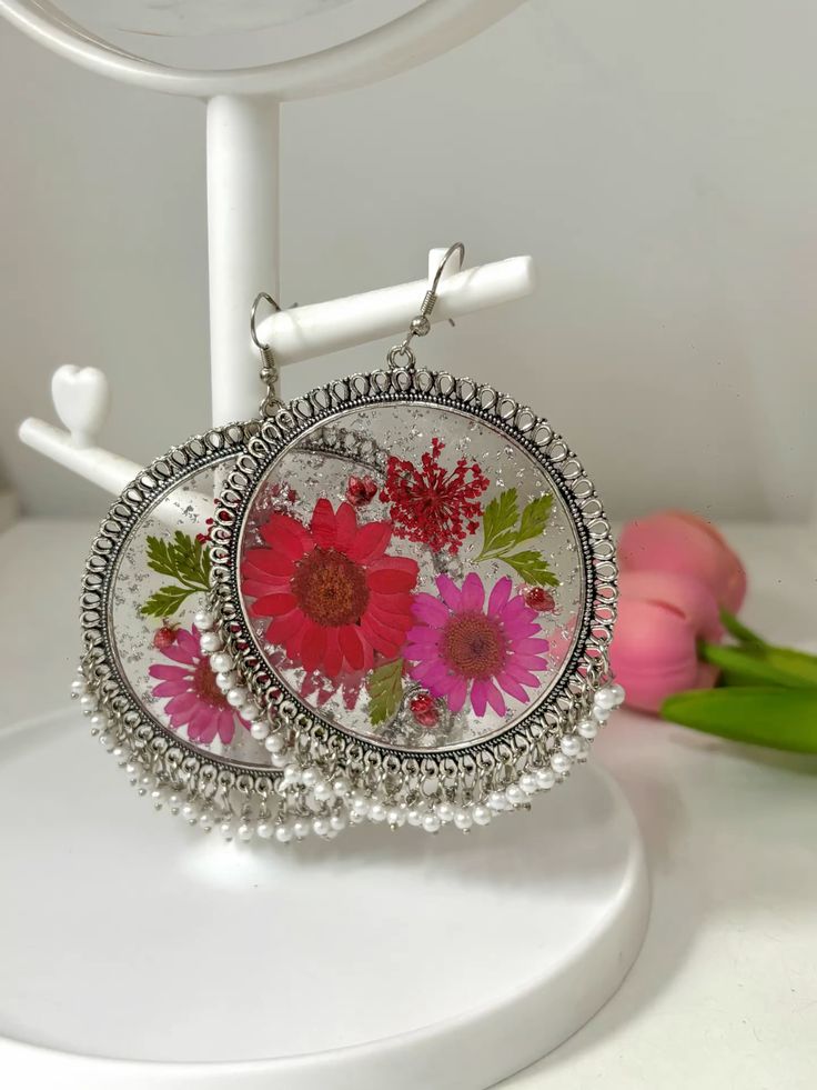 Floral resin Earrings