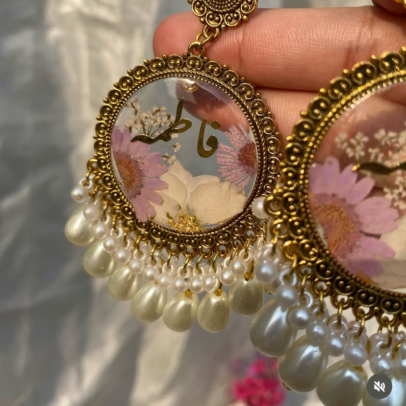 Transparent golden resin jhumkay