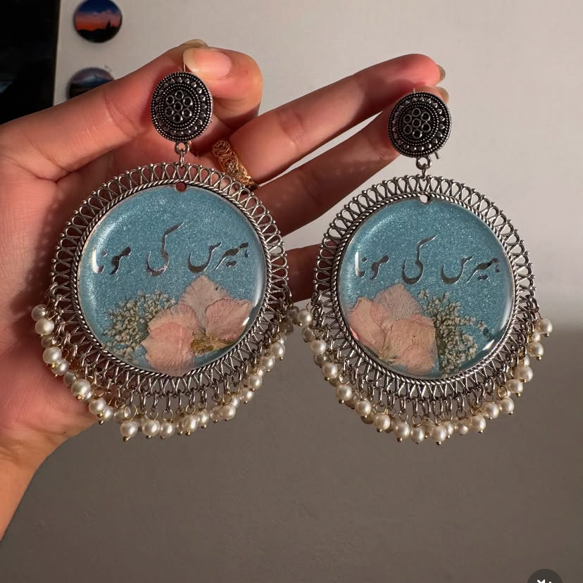 Resin jhumkay with name