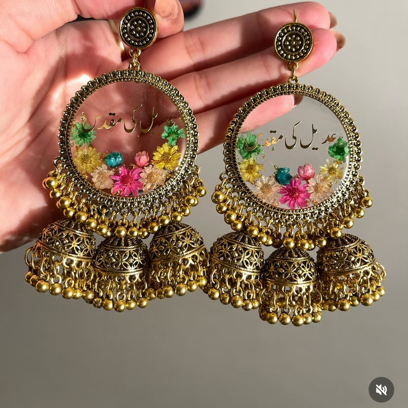 Floral resin jhumkay