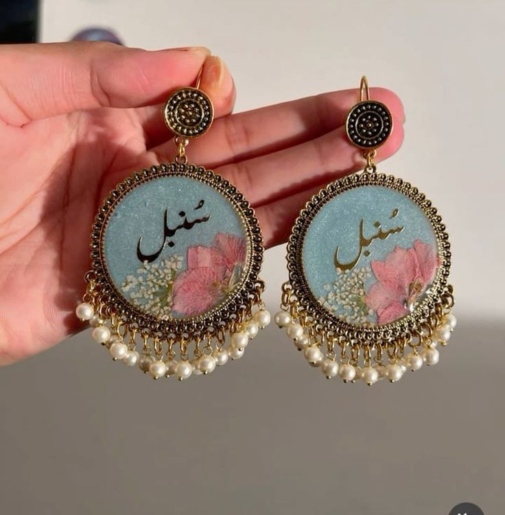 Resin jhumkay with name