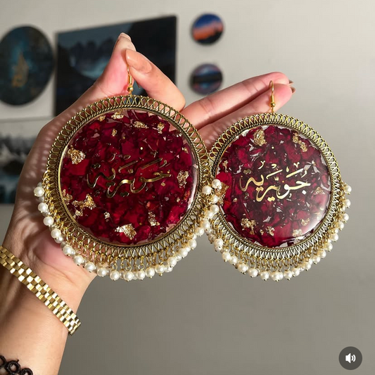 Rose petal resin jhumkay