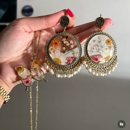 Resin jhumkay with locket