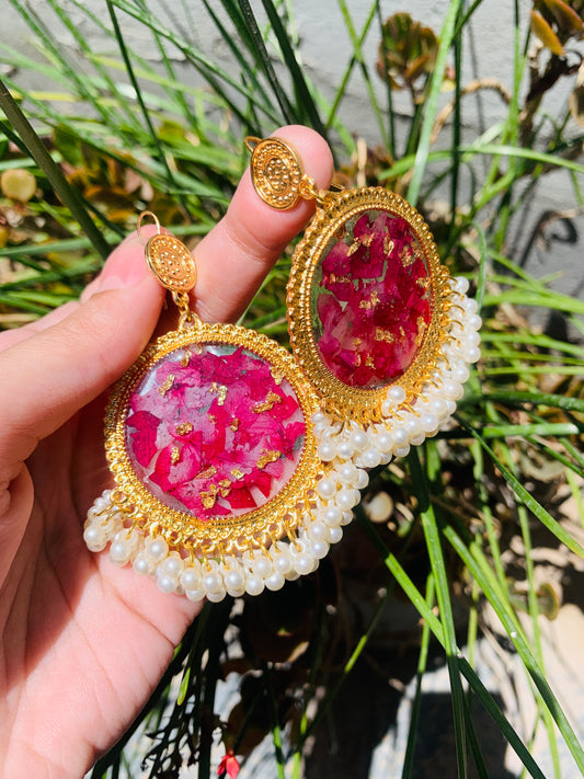 Rose petal resin earrings