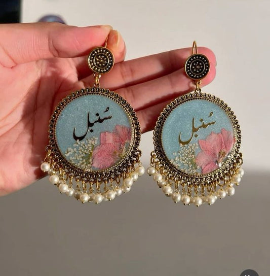 Resin jhumkay with name