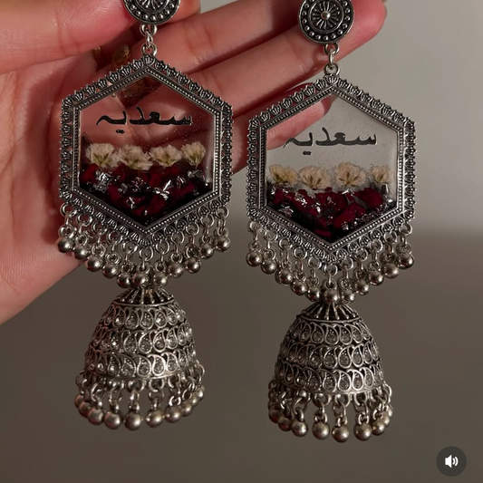 Silver resin jhumkay