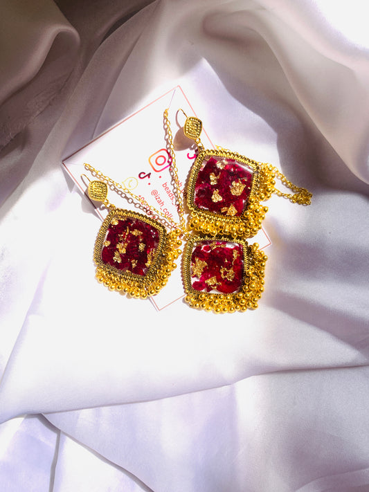 Resin jhumka set with mala