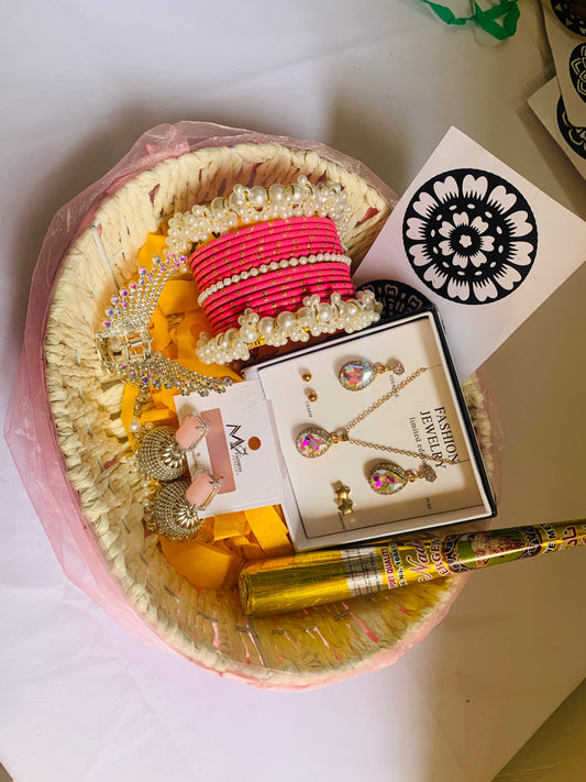 Pink themed gift basket